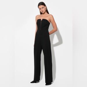 STRETCH CREPE JUMPSUIT WITH CONTRAST MESH